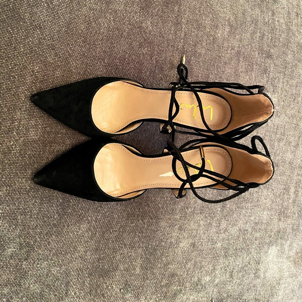 Lulu’s black lace up heels